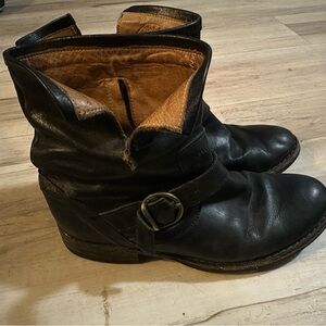 Fiorentini + Baker Black Leather Buckle Booties